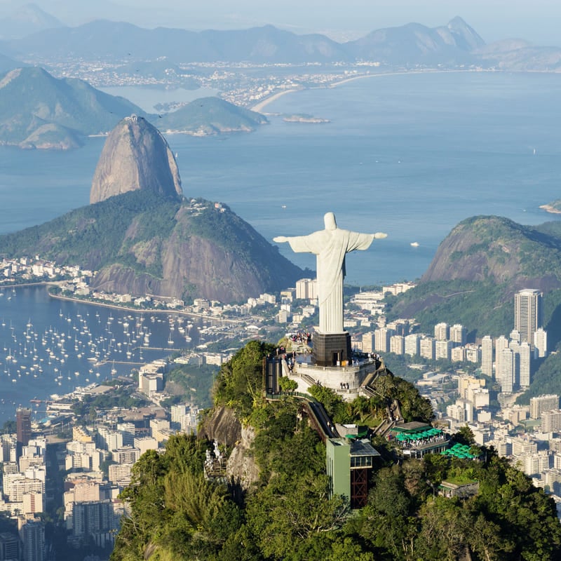 Aerial View Of Christ The Redeemer Statue In Rio De Janeiro, Brazil