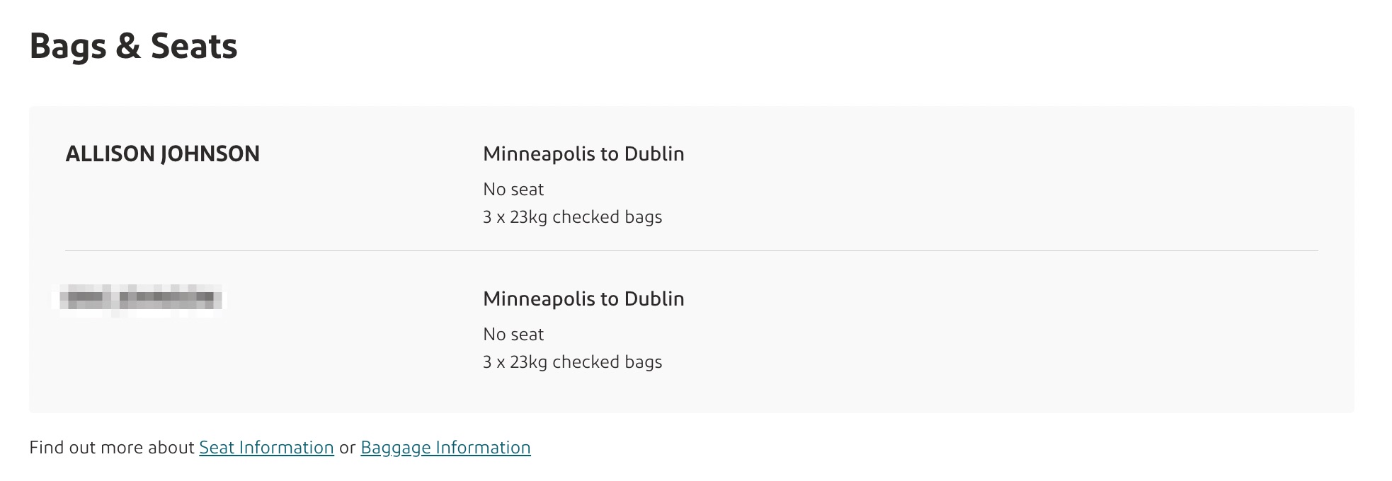 Aer Lingus biz class award flight seat selection