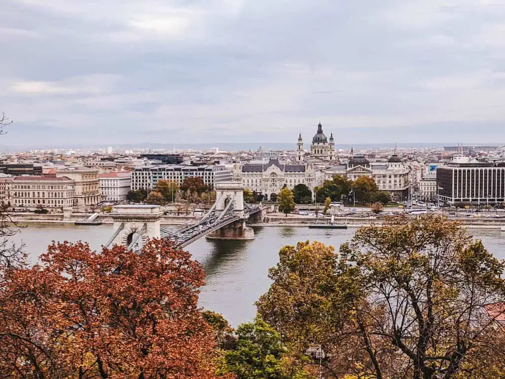 Budapest in the fall with a view from Buda Castle 