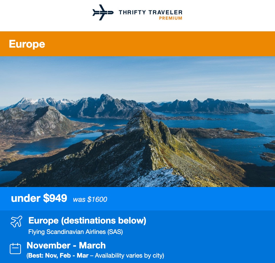 SAS Premium Economy Thrifty Traveler Premium flight deal