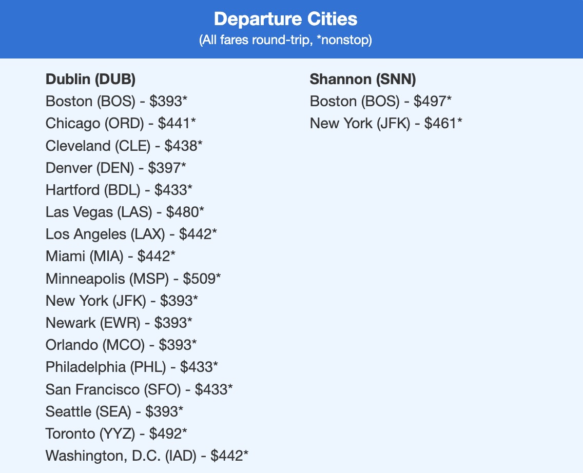 Aer Lingus nonstop