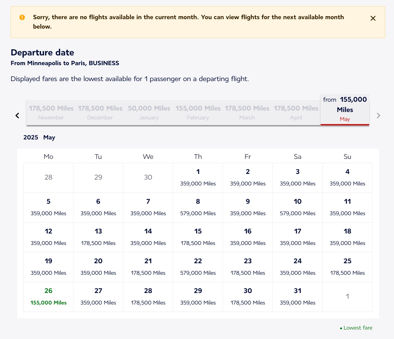 Flying Blue flexible price calendar trick