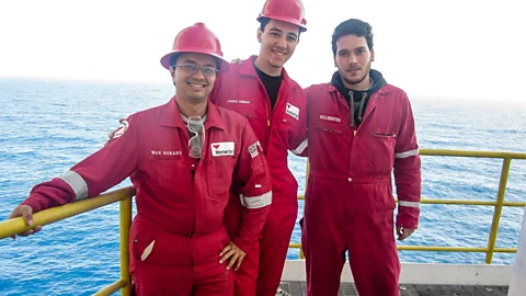 Wan Norafli Razali Wan Norafli Razali, a Malaysian expat (at left), worked on an oil rig in the Mediterranean off the coast of Alexandria, Egypt (Credit: Wan Norafli Razali)