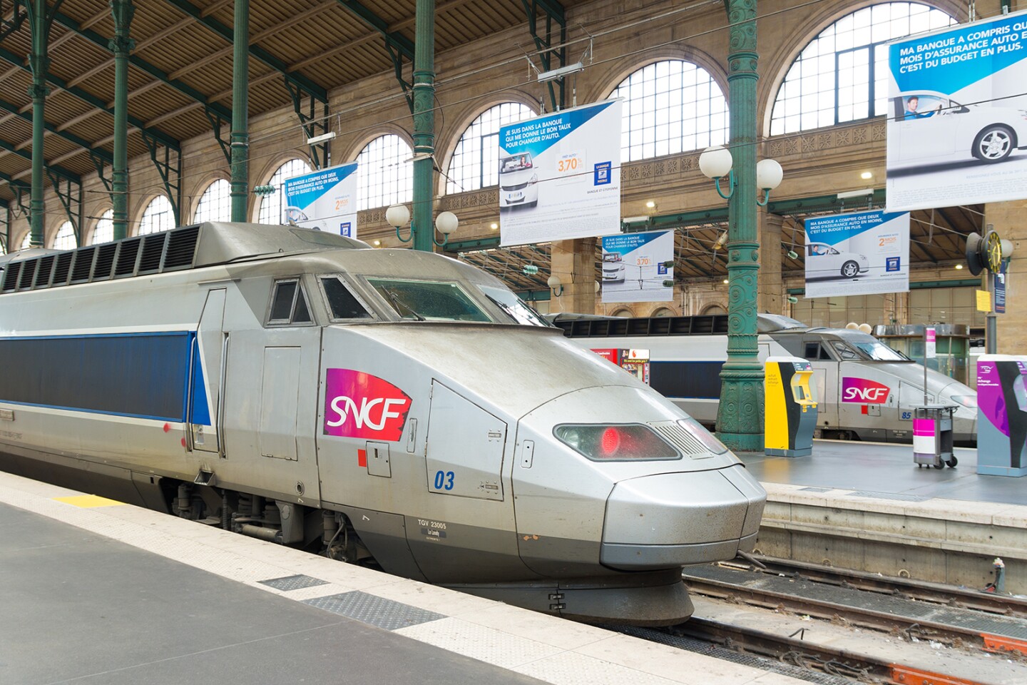 A TGV high-speed train at Gare du Nord in Paris