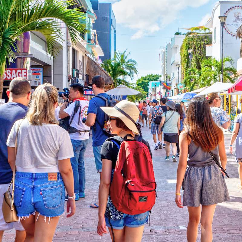 Famous Playa Del Carmen 5th Avenue Tourist District at Mayan Riviera, Mexico