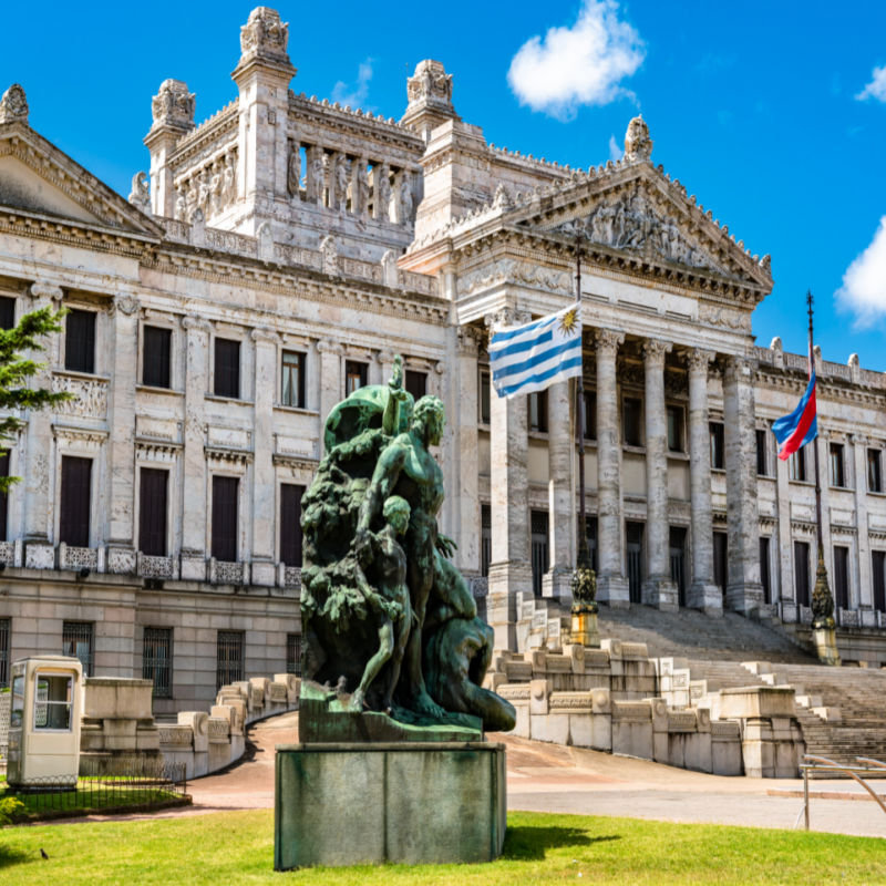 uruguay legislative palace with statue 