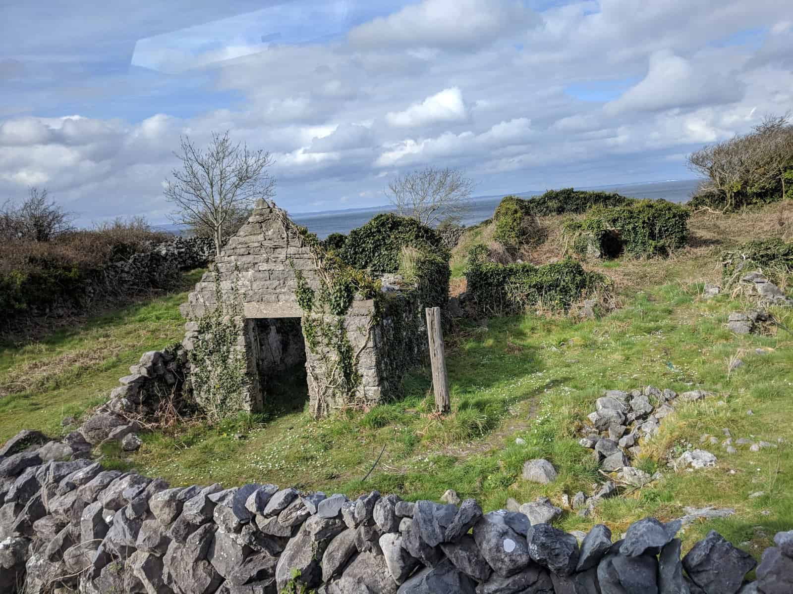 Stone ruins in the countryside of the Ring of Kerry, Ireland