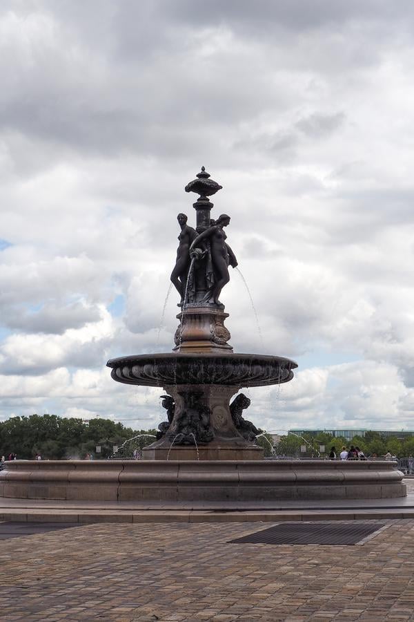 Fountain of the Three Graces at Place de la Bourse, Bordeaux, France iconic landmark