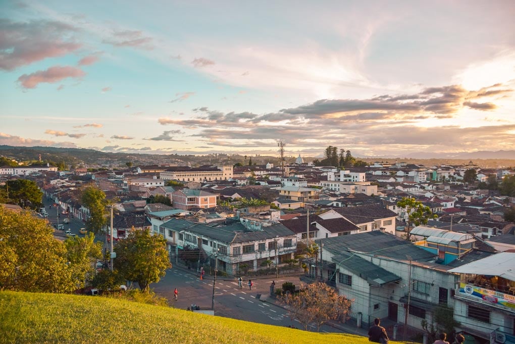 A sunset at the Popayan viewpoint in Papayan, Colombia