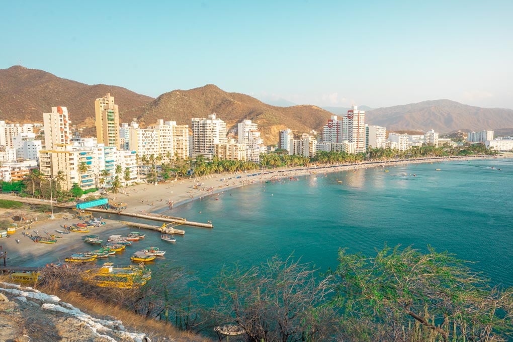 A bids eye view of Rododero Beach, Santa Marta