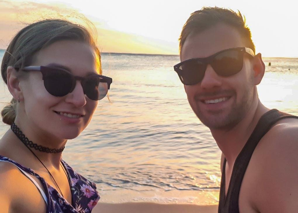 Bailey and Daniel take a selfie on Costeño Beach, Colombia