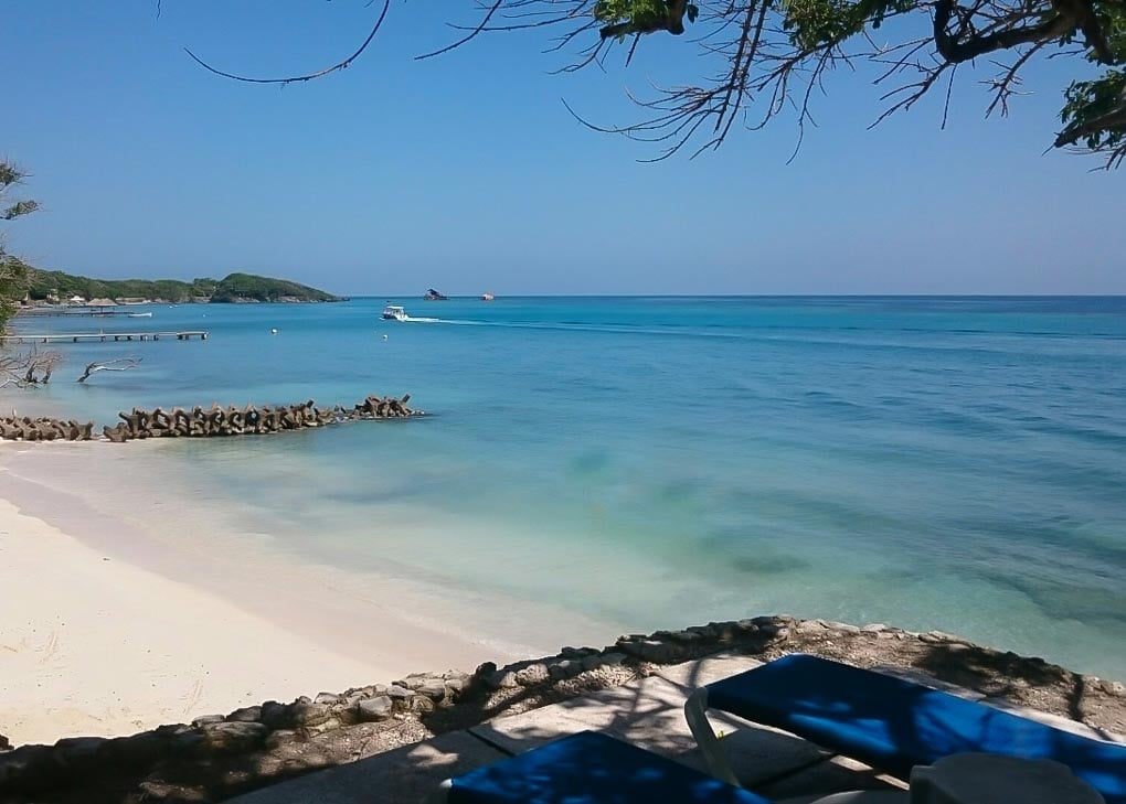 A beach on Isla Grande in the Roserio Islands, Colombia