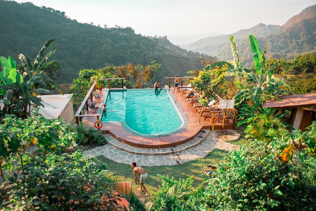 The view of the pool and the landscape from Casas Viejas, Minca