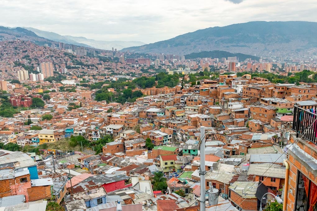 A photo of the Medellin skyline from our Comuna 13 Tour