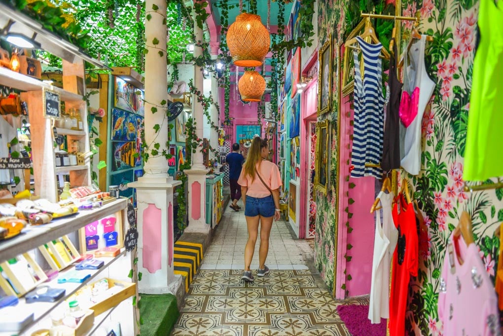 Bailey walks around Casa Abba in Cartagena, Colombia