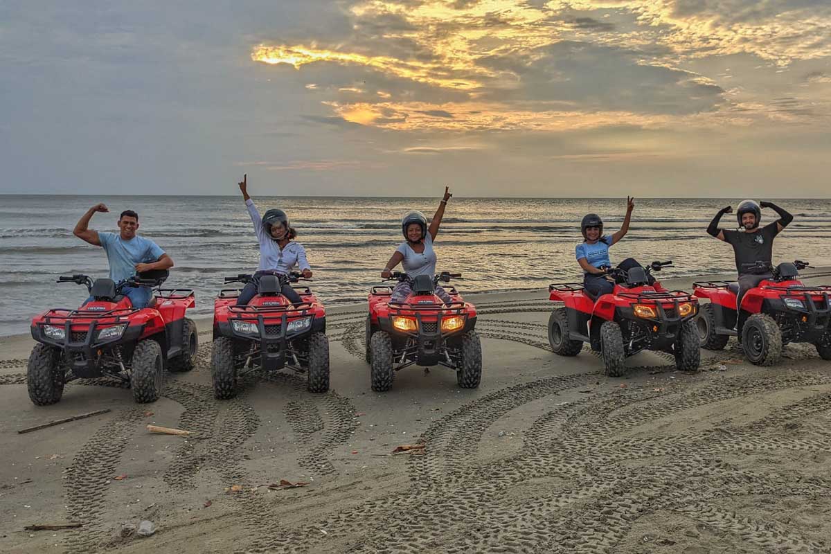 A group of people on an ATV tour in Cartagena, Colombia with Cartagena ATV