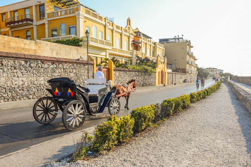 Walking the streets of Old Town Cartagena on a free walking tour