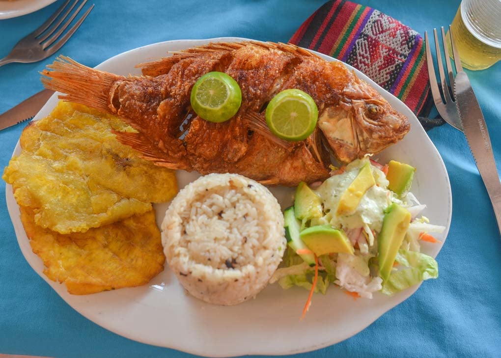 Fried fish in Taganga, Colombia