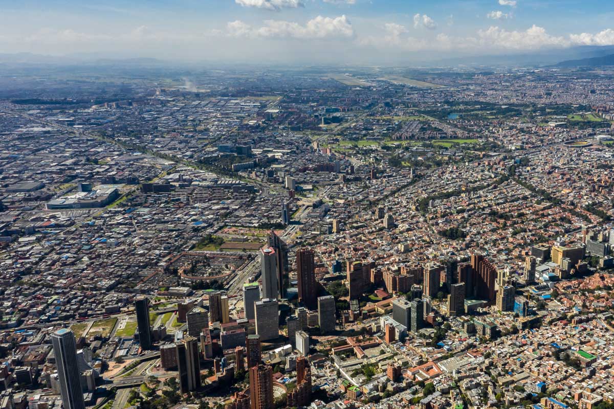 The view from Monserrate Hill of Bogota, Colombia