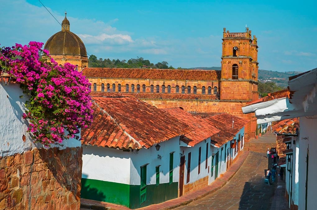 A cute street in Barichara near San Gil, Colombia