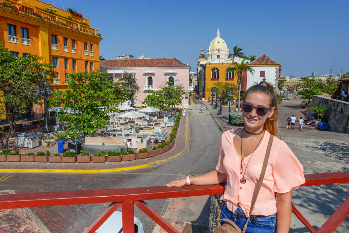 Bailey on the fort wall in Cartagena, Colombia