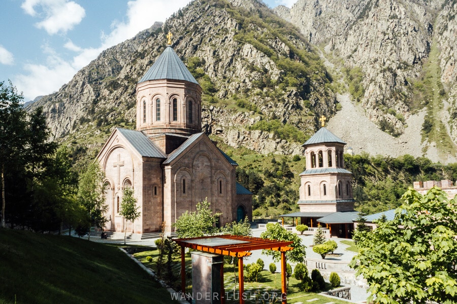 Dariali Monastery Complex, a beautiful monastery and church near Stepantsminda Georgia.