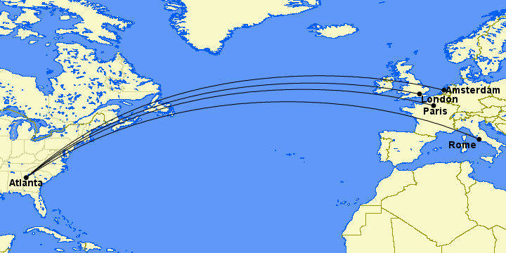 atlanta to europe routes