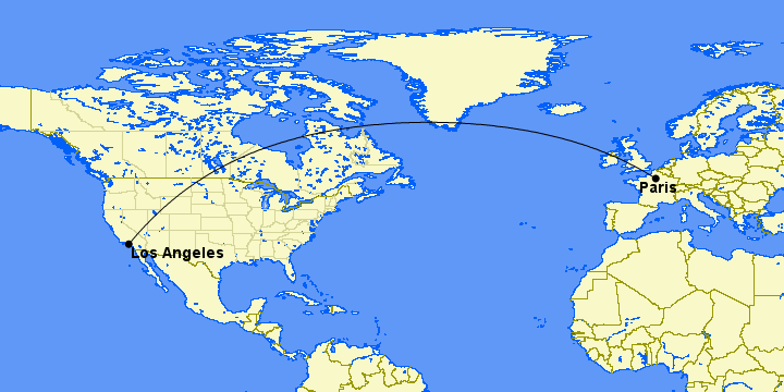 delta lax to paris map