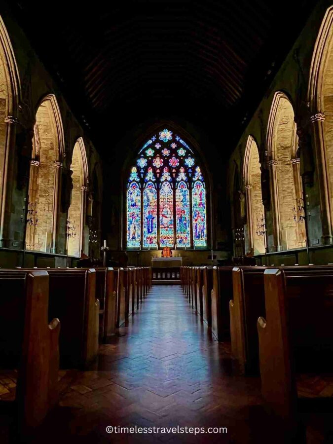 a direct view of the altar, inside St Etheldreda Church in London