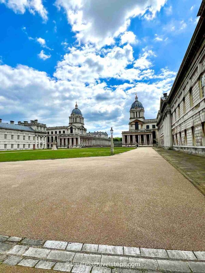 the first glimpse of the two towers of the old royal naval college