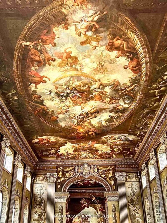 the central artwork on the ceiling of the Painted Hall in the lower hall