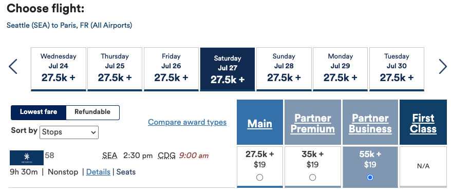 Air Tahiti Nui Alaska redemptions