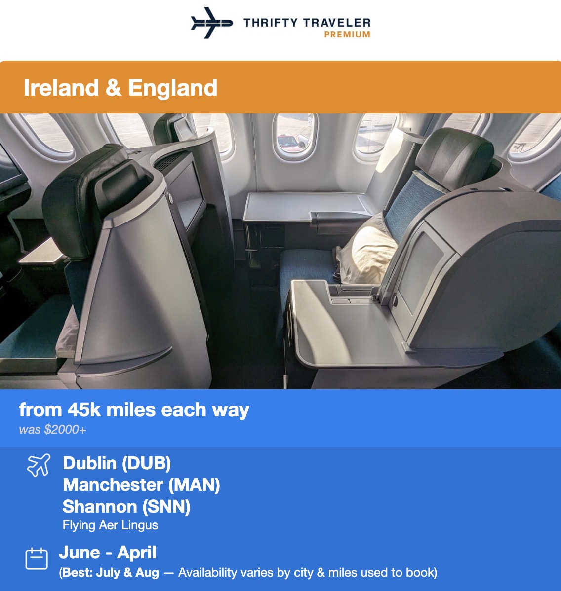 Aer Lingus biz class