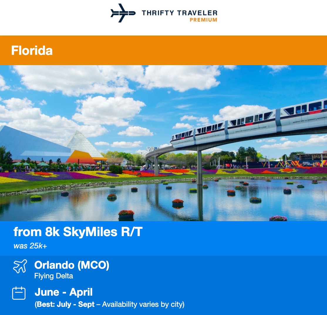 Thrifty Traveler Premium Delta SkyMiles flight deal to Florida