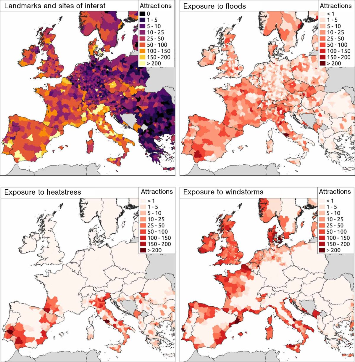 maps showing risk of extreme weather in Europe