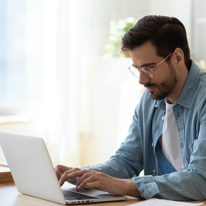 Man Using His Laptop, Digital Nomad Concept