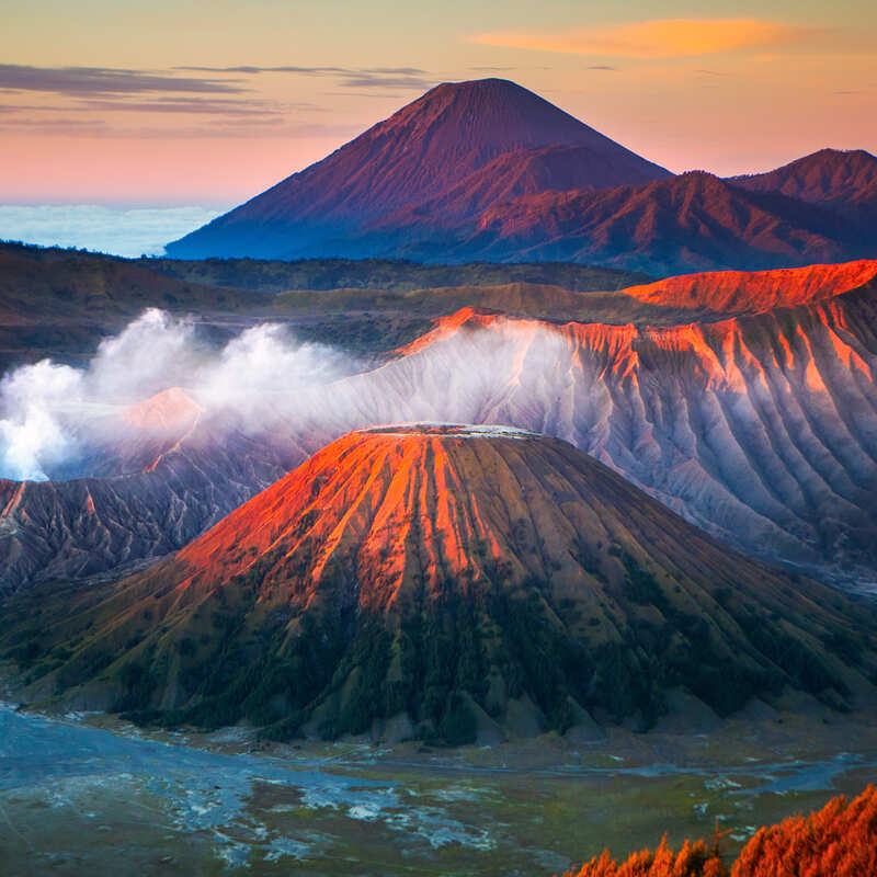 Mount Bromo Active Volcano In Indonesia, Southeast Asia