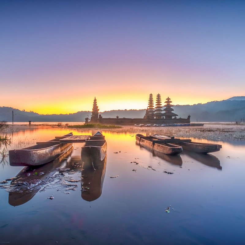 Misty Morning At Tamblingan Lake, Bali, Indonesia