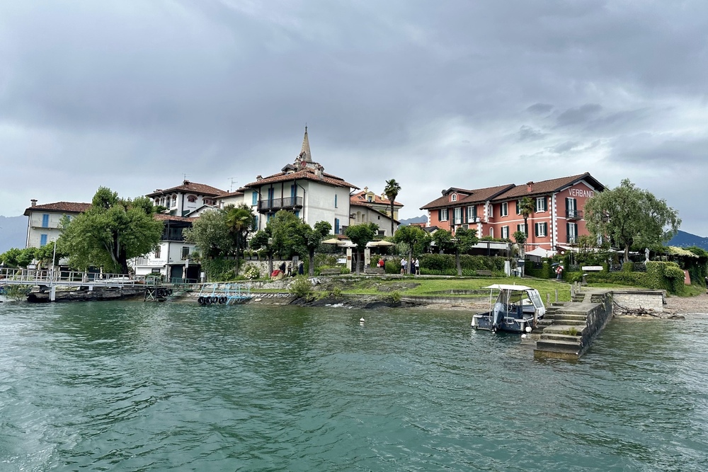 Traveler Jeannie Mullen approaching Isola dei Pescatori by boat, Italy.