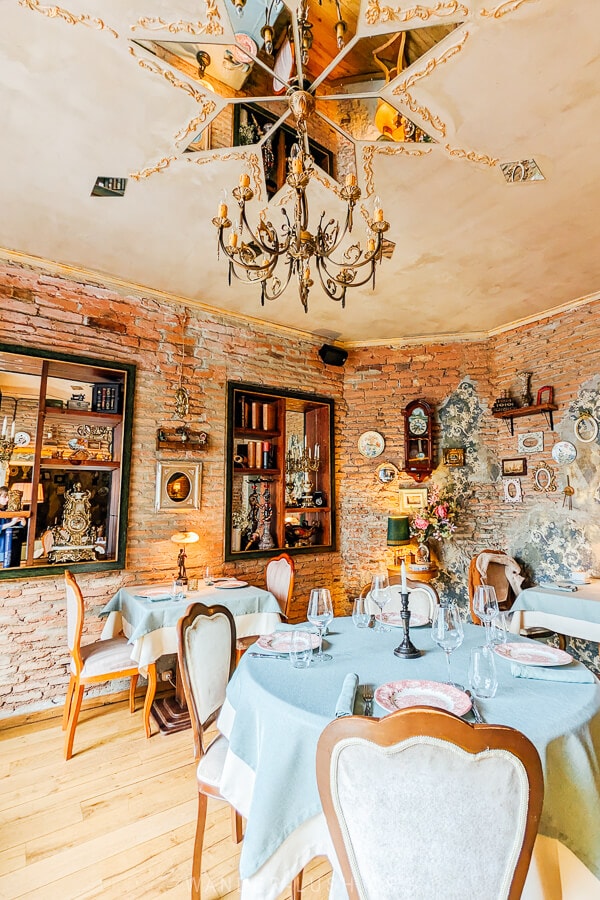 The interior of Zala restaurant, a beautiful old-world style venue in Tbilisi.