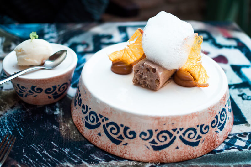 A traditional Georgian dessert served at a restaurant in Tbilisi.