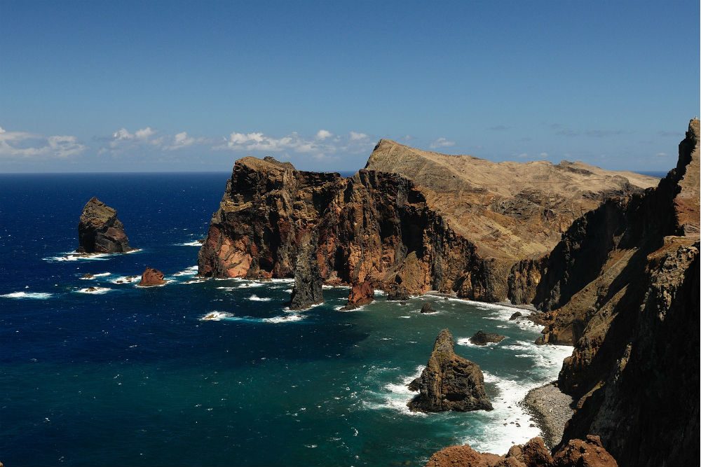 rocky coastline of Madeira, an island 90 minutes from Lisbon in Portugal