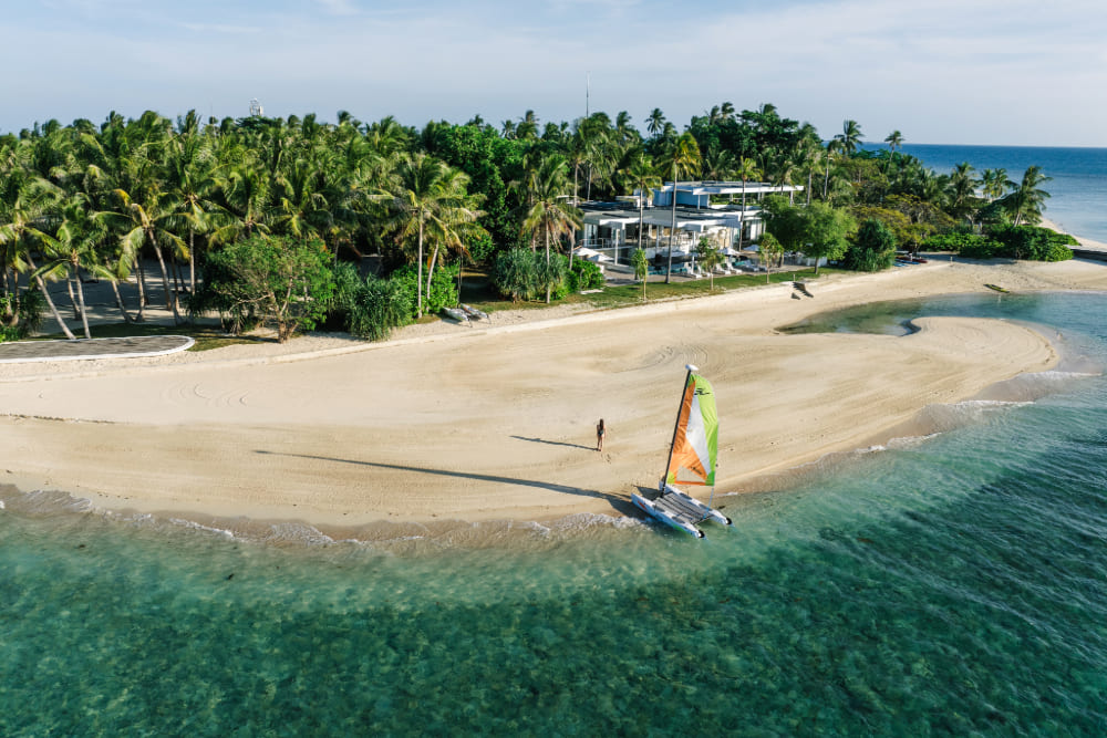 Sailboat on the beach in Palawan, Philippines.