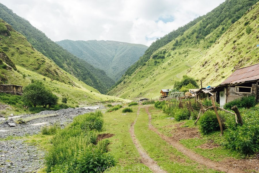 A tiny village in the mountains of Khevsureti, Khonischala.