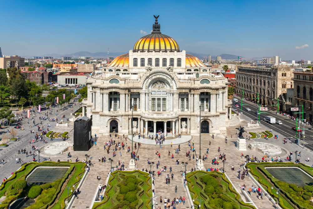 Palacio de Bellas Artes or Palace of Fine Arts, a famous theater,museum and music venue in Mexico City