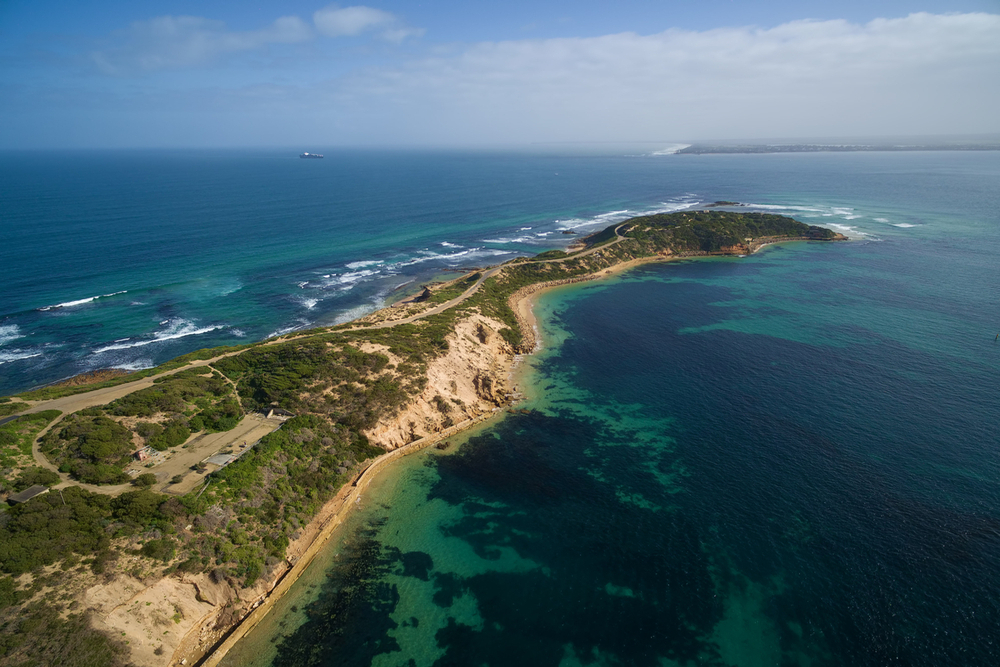 Aerial view of the tip of Mornington Peninsula.