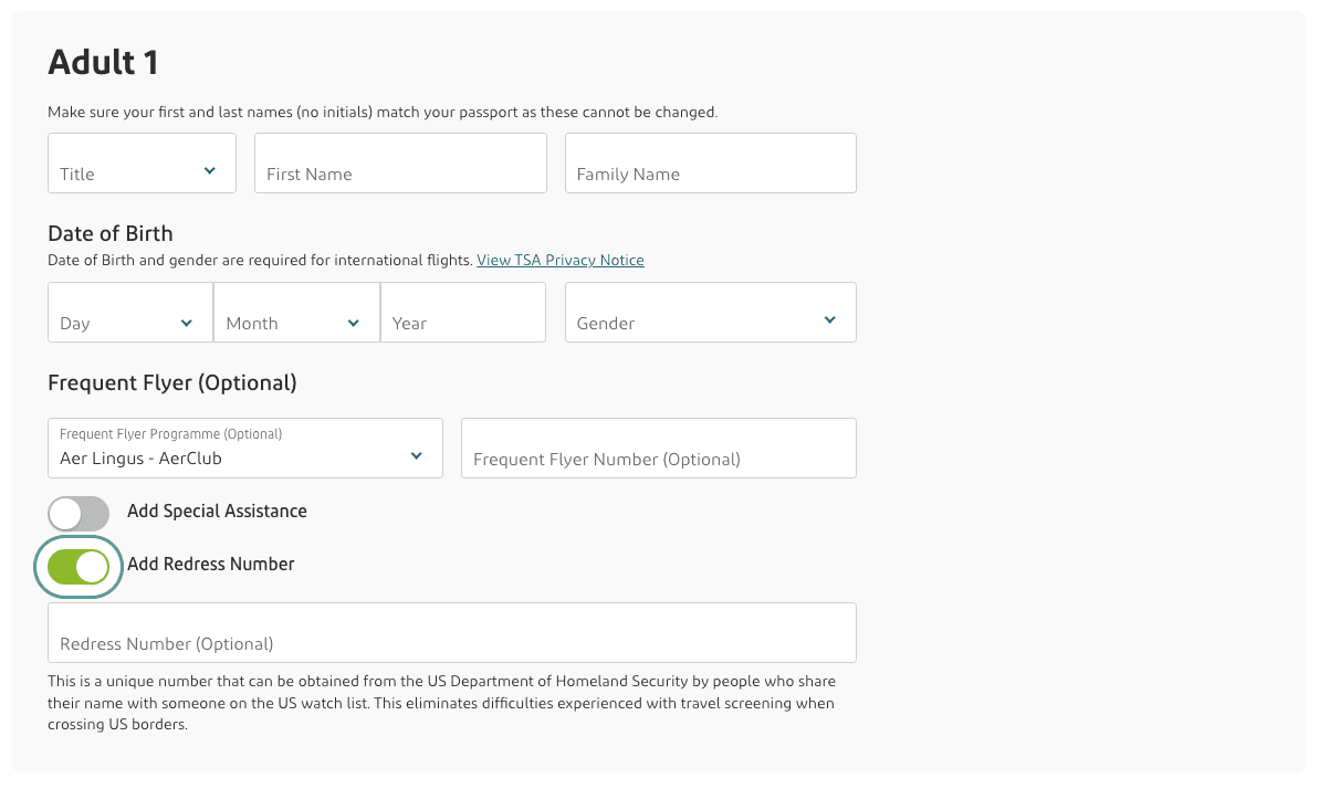 Aer Lingus passenger information page