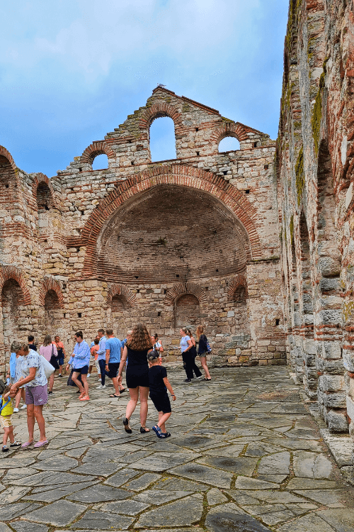 The ruins of St Sophia church standing tall in the center of Nessebar.