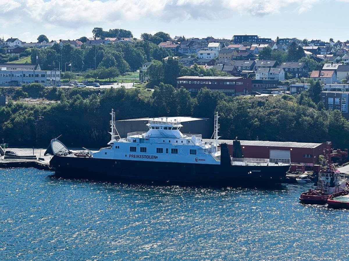 Preikestolen ferry docked at Stavanger offering scenic fjord cruises to Pulpit Rock, Norway