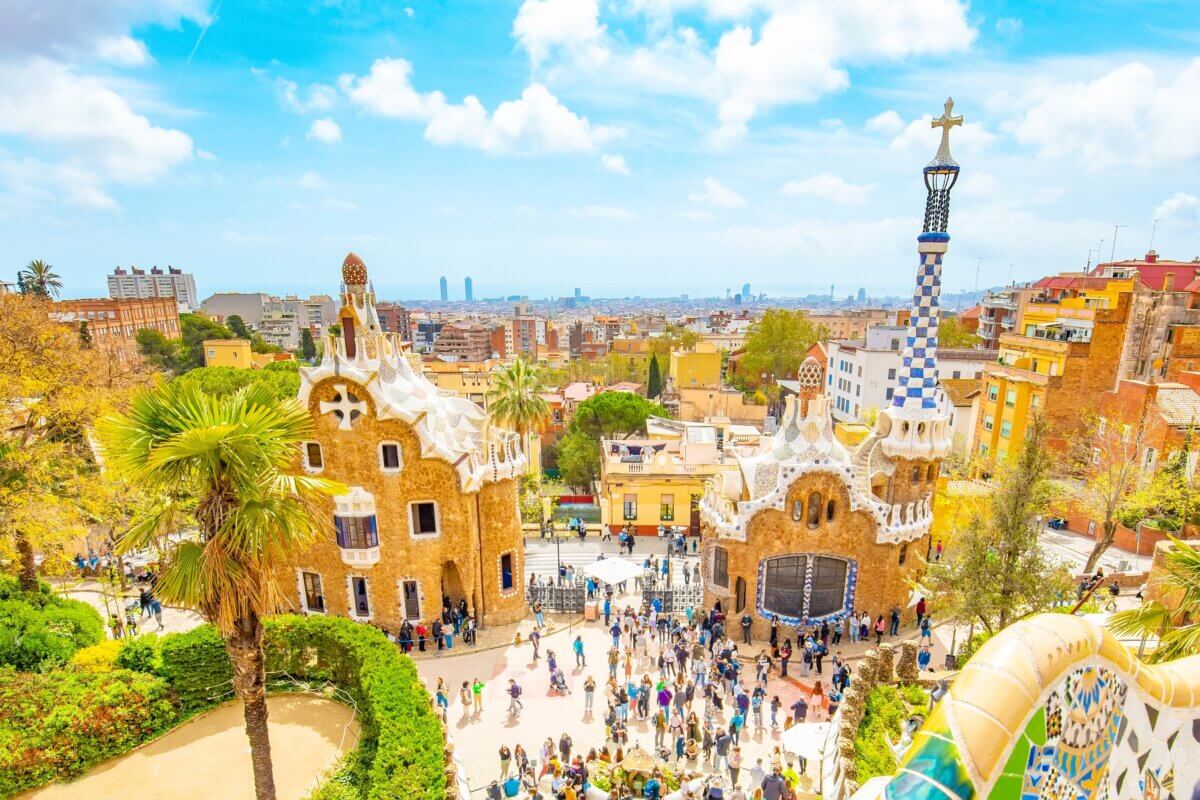 Park Güell and Barcelona city skyline